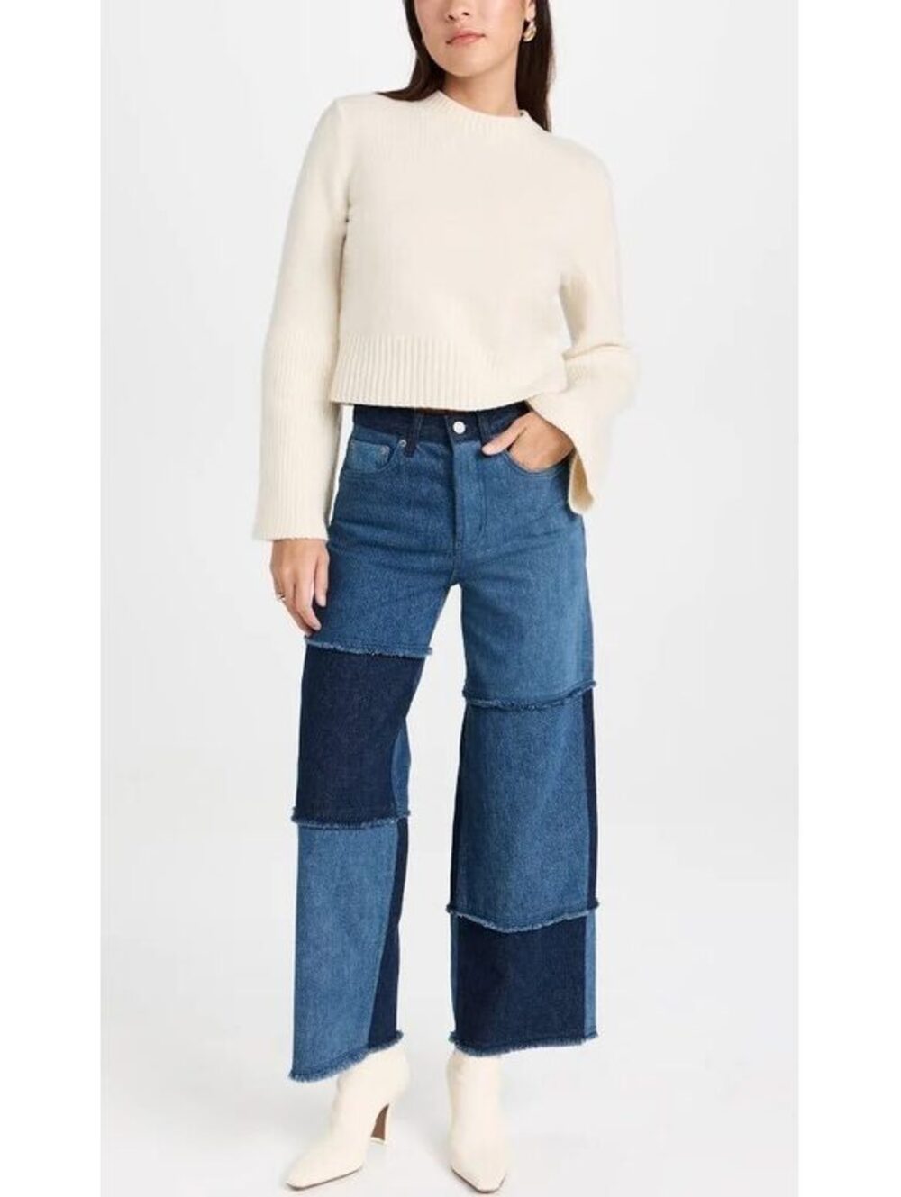 Rails The Getty High Rise Wide Leg Patchwork Jeans Size 27